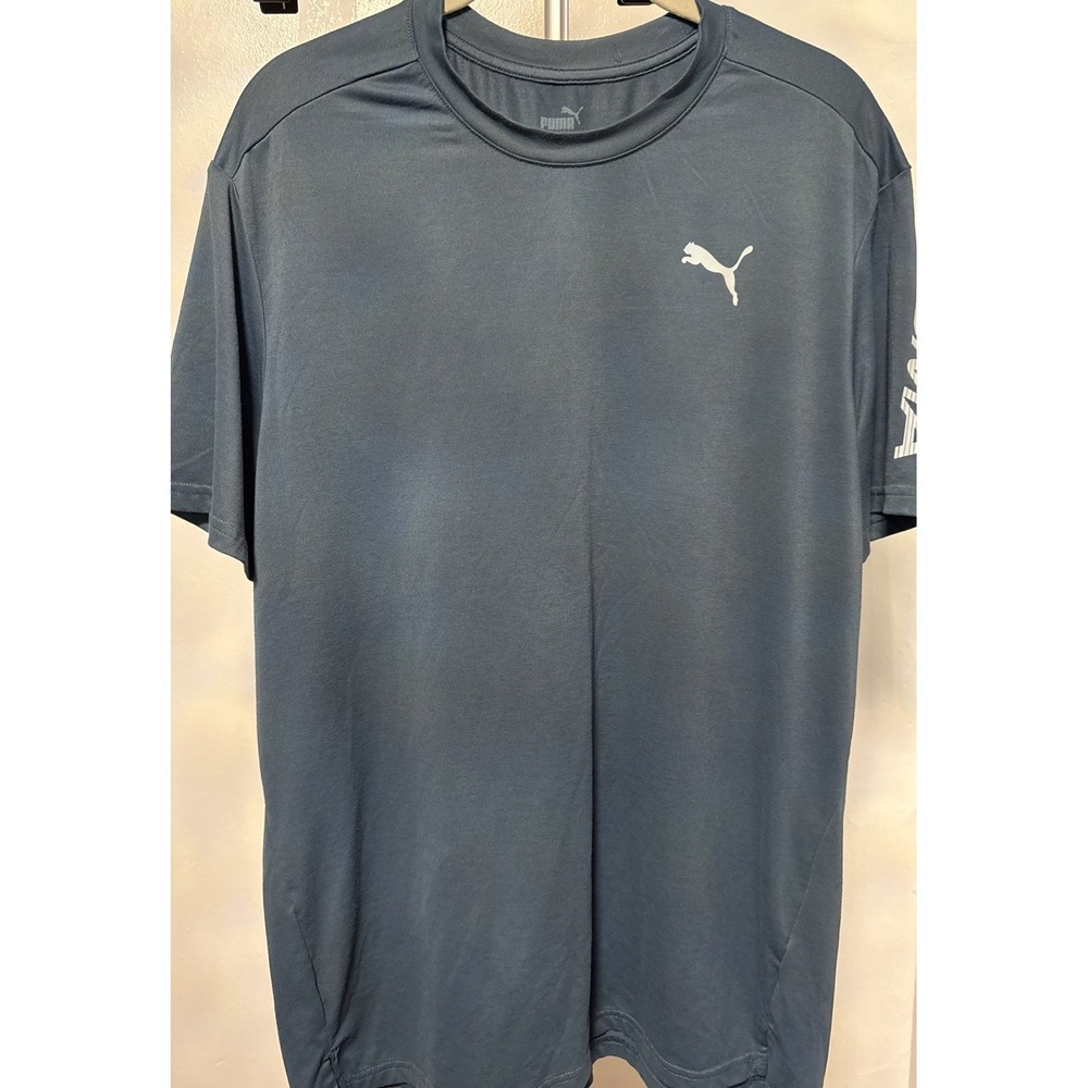 PUMA Blue Jersey Cotton Short Sleeve Crew Neck Logo Men's T-Shirt Size M